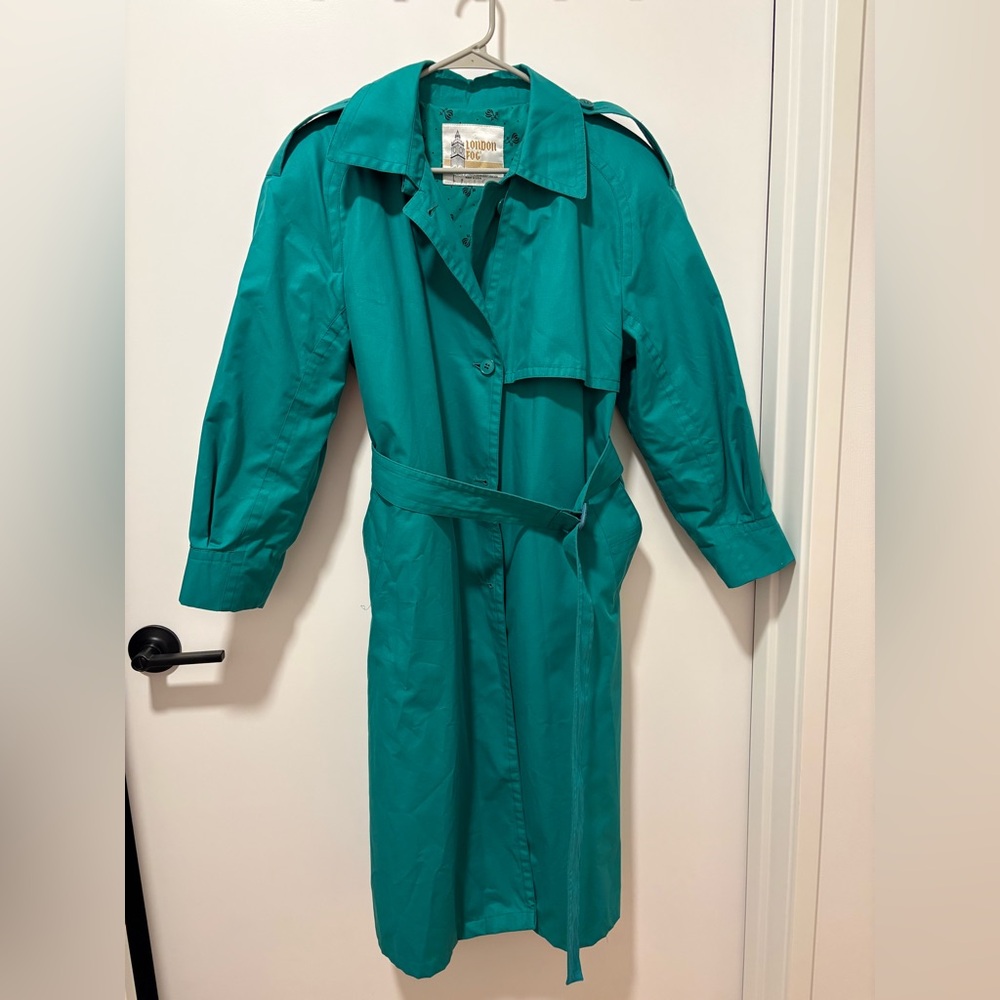 London Fog Women's Teal Trench Coat - Size P8 - great condition